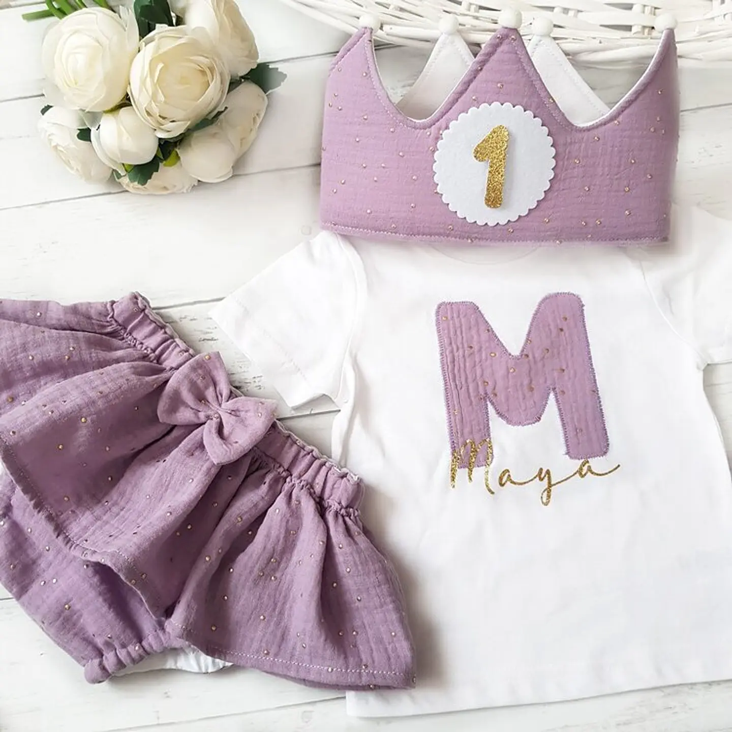  Conjunto cumpleaños Muselina lila 1