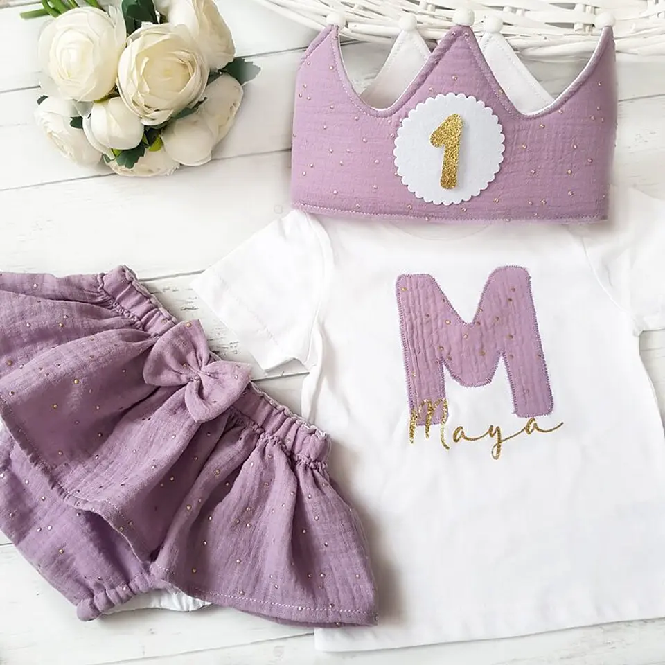  Conjunto cumpleaños Muselina lila 1