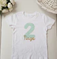 Camiseta cumpeaños Muselina con dorado, varios colores - Miniatura 2
