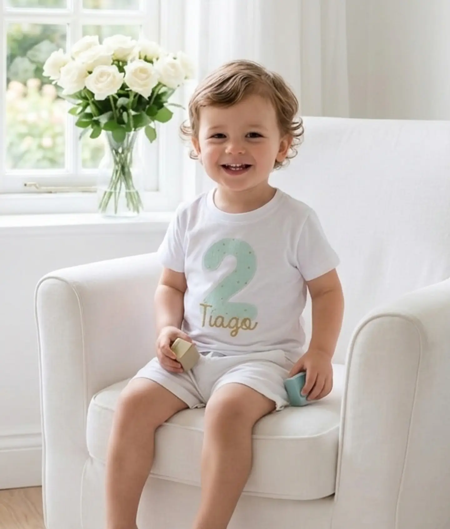 Camiseta cumpeaños Muselina con dorado, varios colores 1
