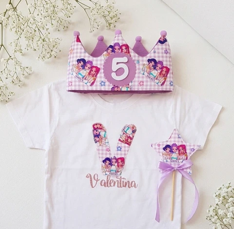  Conjunto corona de cumpleaños y camiseta K-pop