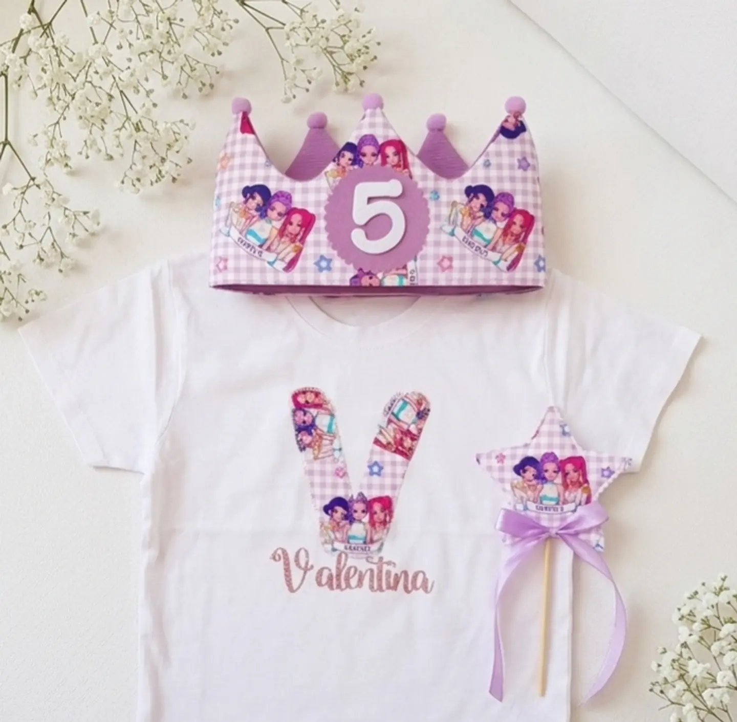 Conjunto corona de cumpleaños y camiseta K-pop 1