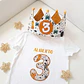  Conjunto corona de cumpleaños y camiseta Animales de la selva mostaza - Miniatura 1