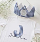  Conjunto corona de cumpleaños simple y camiseta Vichy azul marino  - Miniatura 1