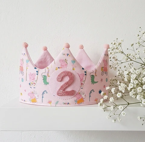 Corona de cumpleaños Pepoa Pig rosa