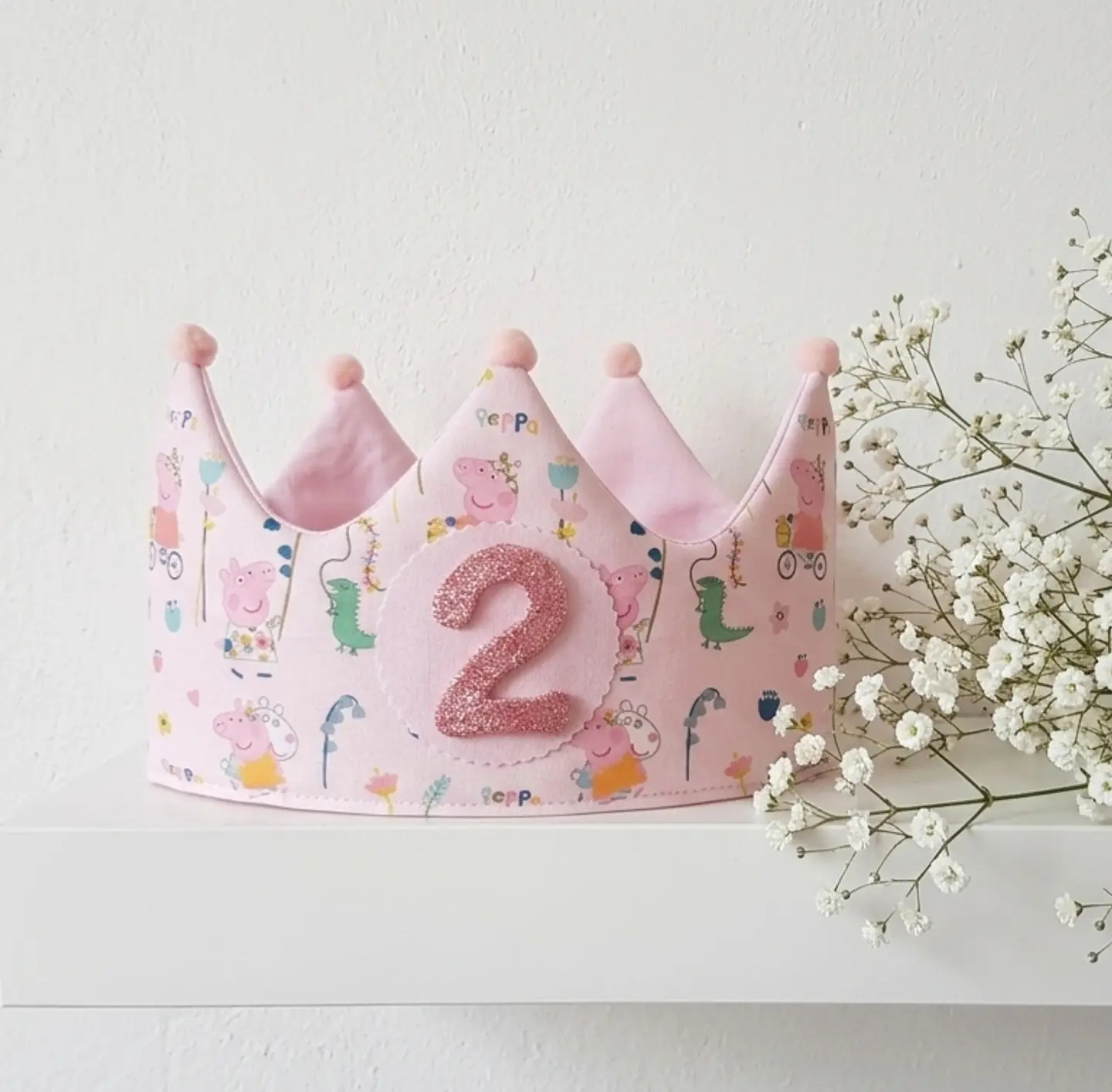 Corona de cumpleaños Pepoa Pig rosa 1