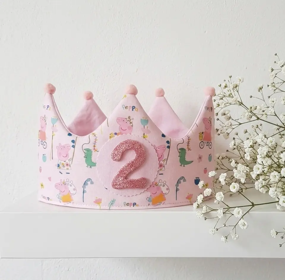 Corona de cumpleaños Pepoa Pig rosa 1