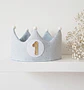  Conjunto corona cumpleaños y peto muselina azul y dorado - Miniatura 2