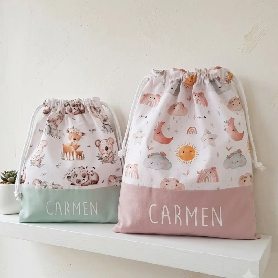 Bolsa muda merienda, varias telas 1
