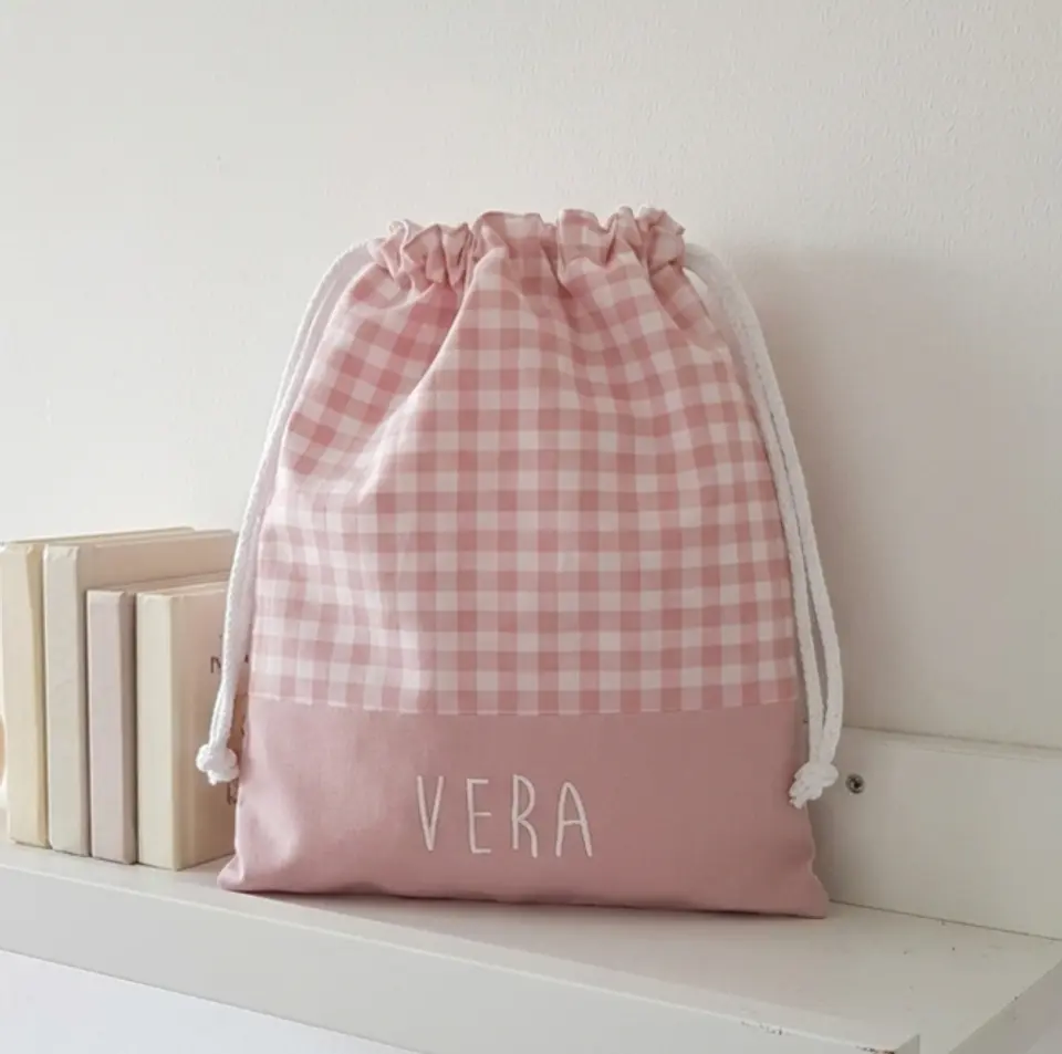Bolsa muda merienda Vichy rosa 1
