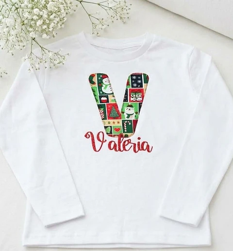 Camiseta inicial personalizada Navidad 