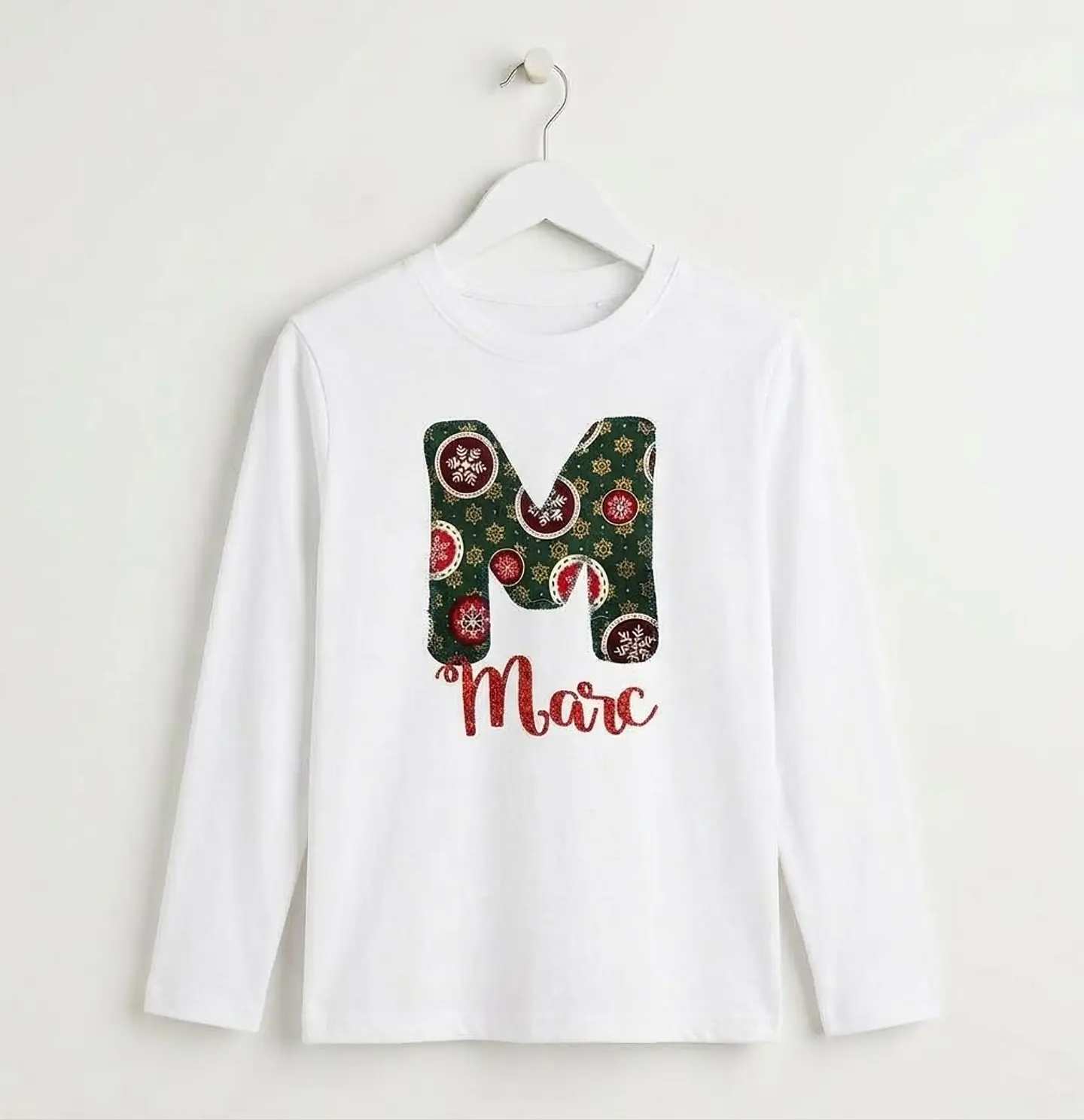 Camiseta inicial personalizada Navidad verde 2