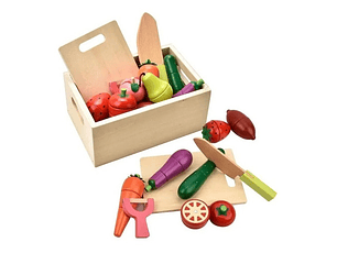 Set Corta Frutas y Verduras Madera Con Iman Juego 23 Piezas