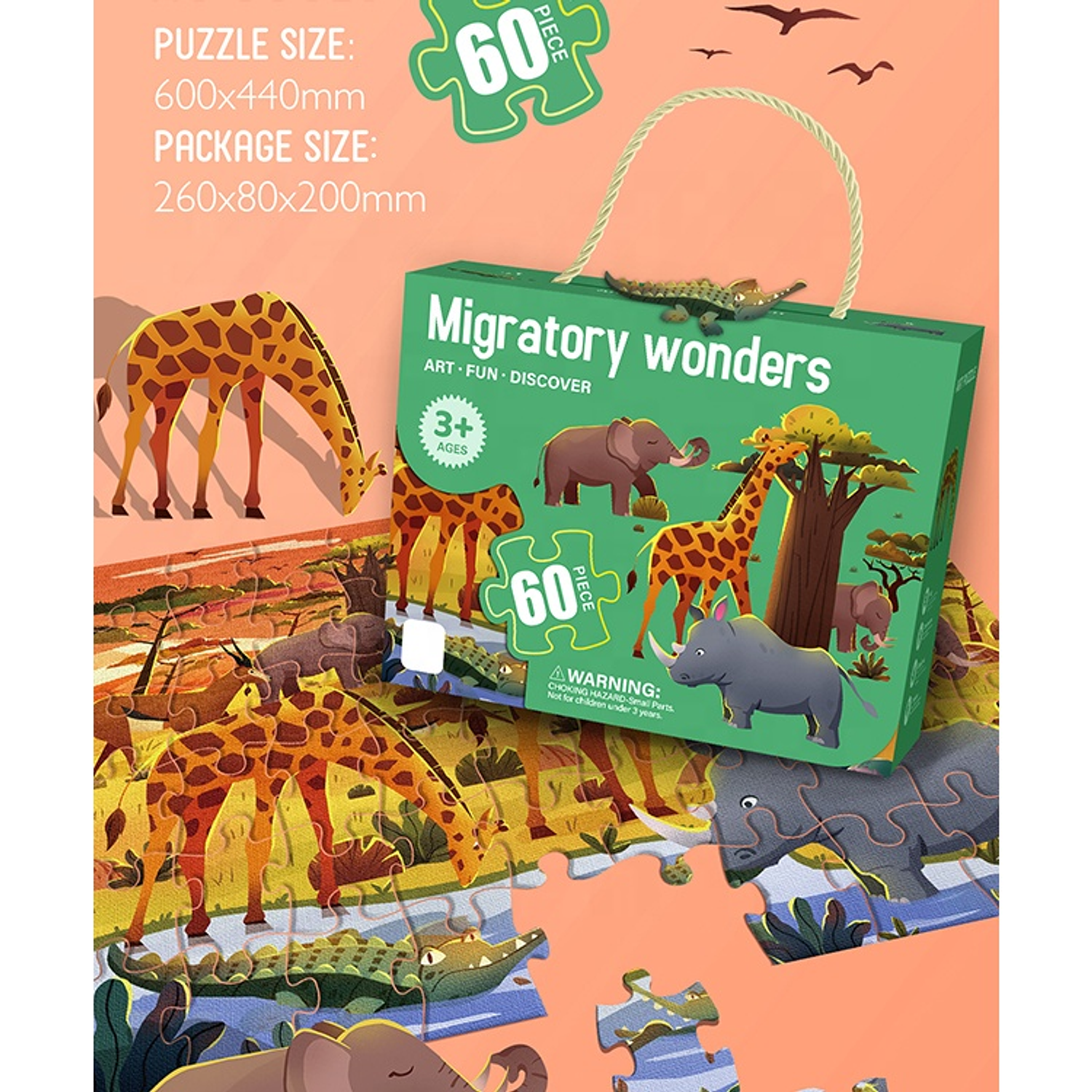 Puzzle Migración Animal 60 Piezas