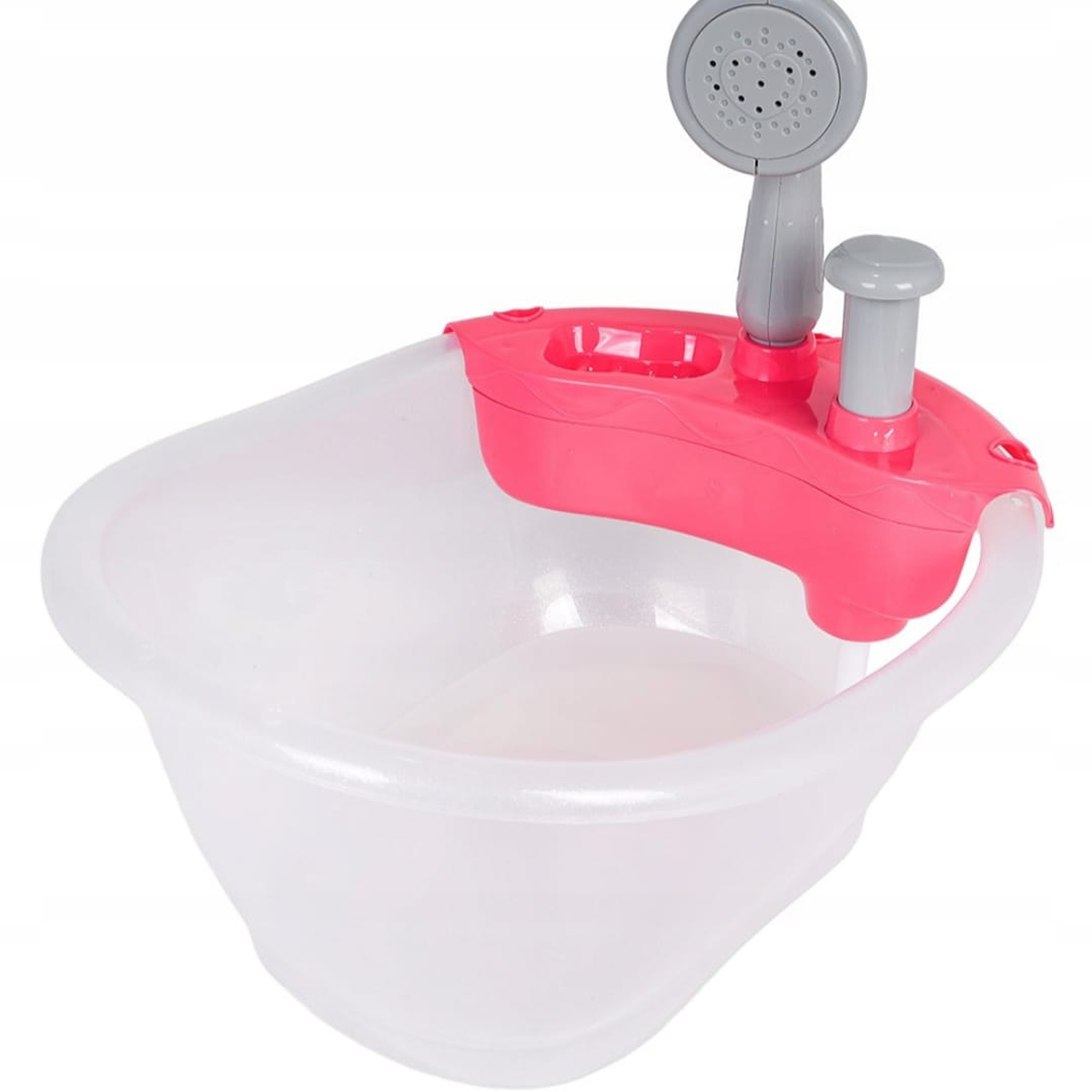 Bañera para Muñecas Transparente con Bomba de Agua Tina Rosada 2