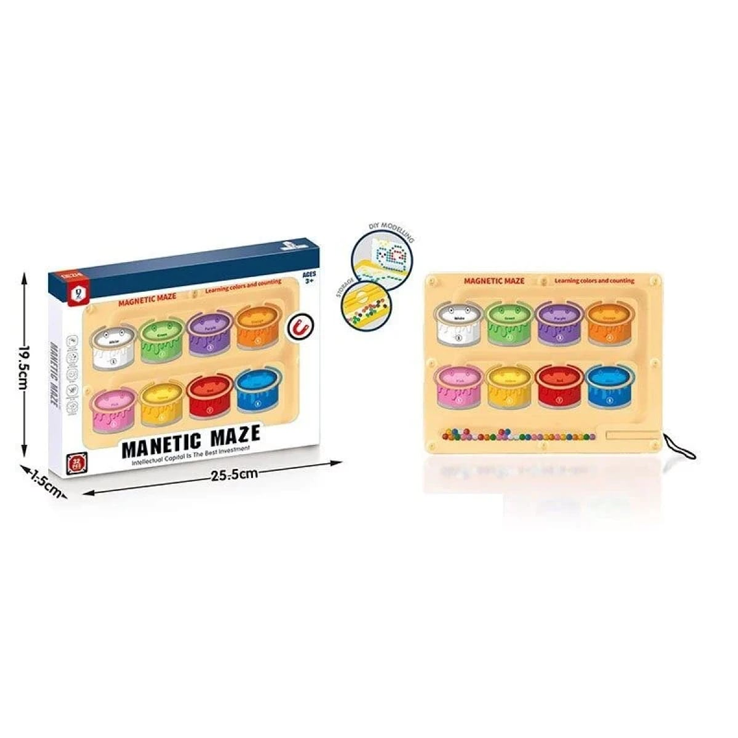 Tablero de clasificación de color con pincel magnético y cuentas  2