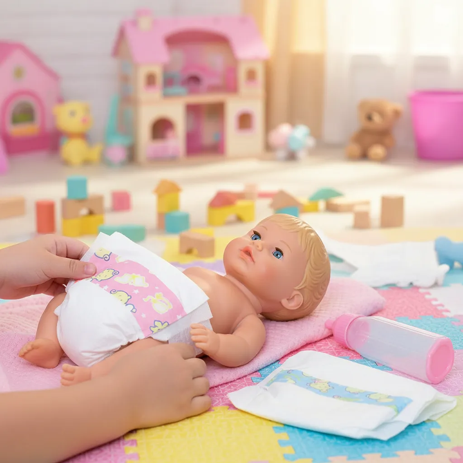 Set De 2 Pañales Con Mamadera Para Muñecas 2