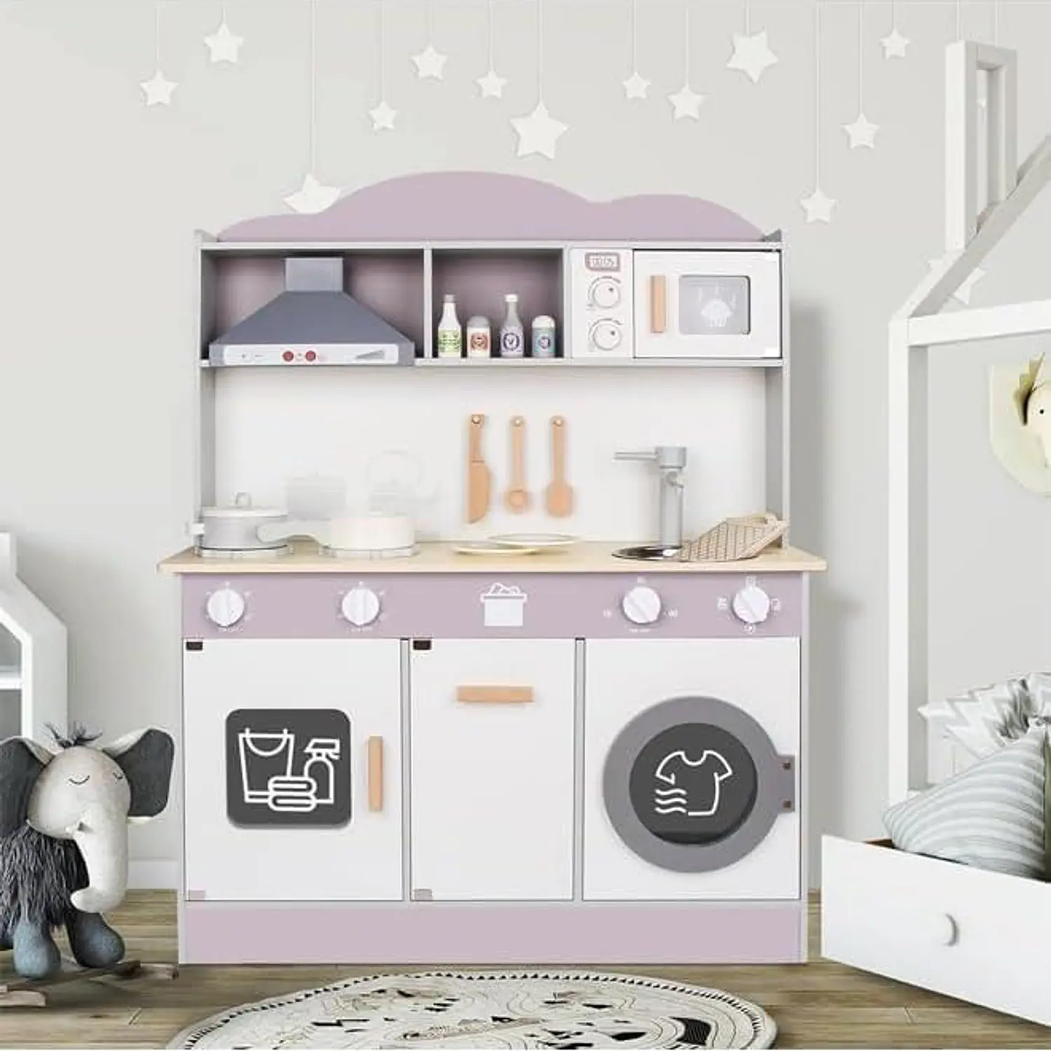 Cocina De Madera Para Niños Y Niñas Lavanda 2