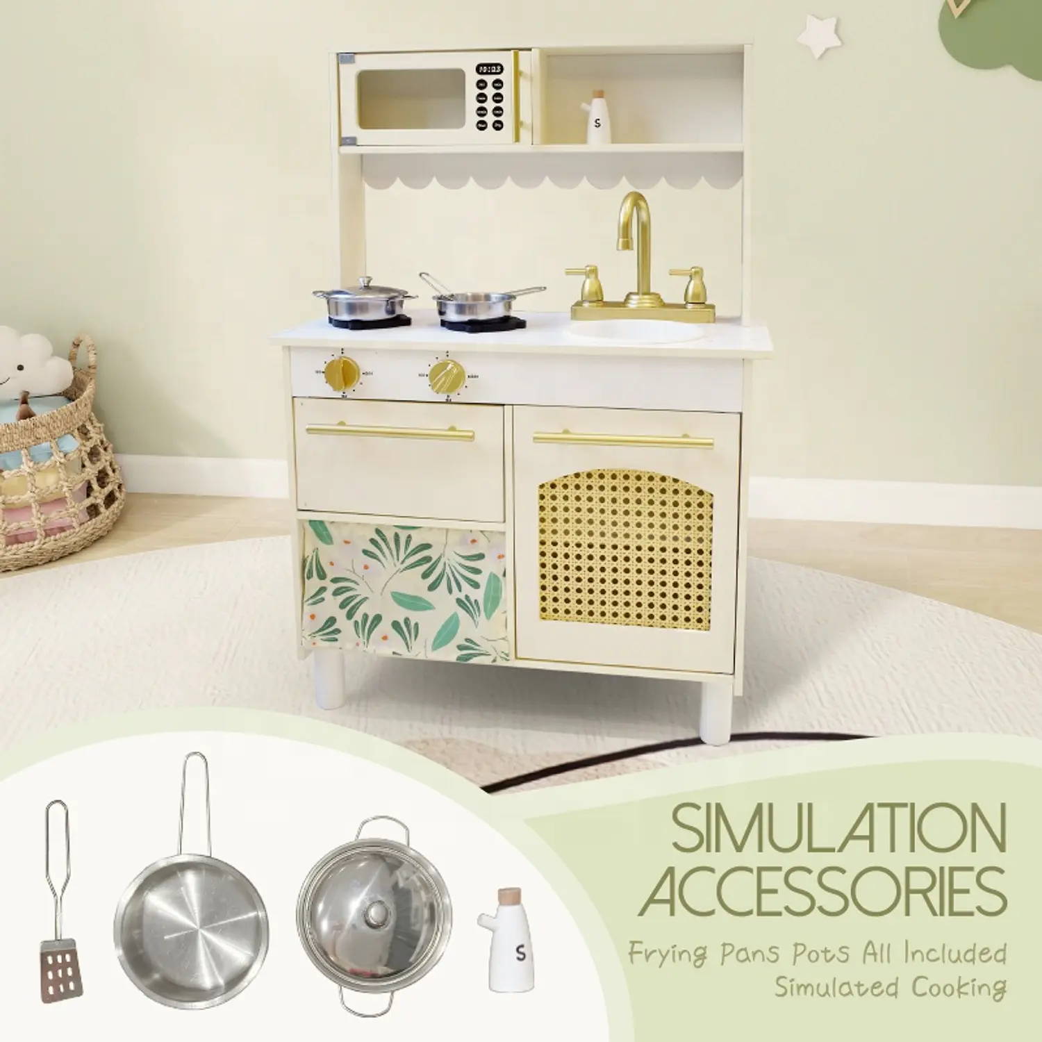 Cocina de Madera para Niños Europea Floreada 4