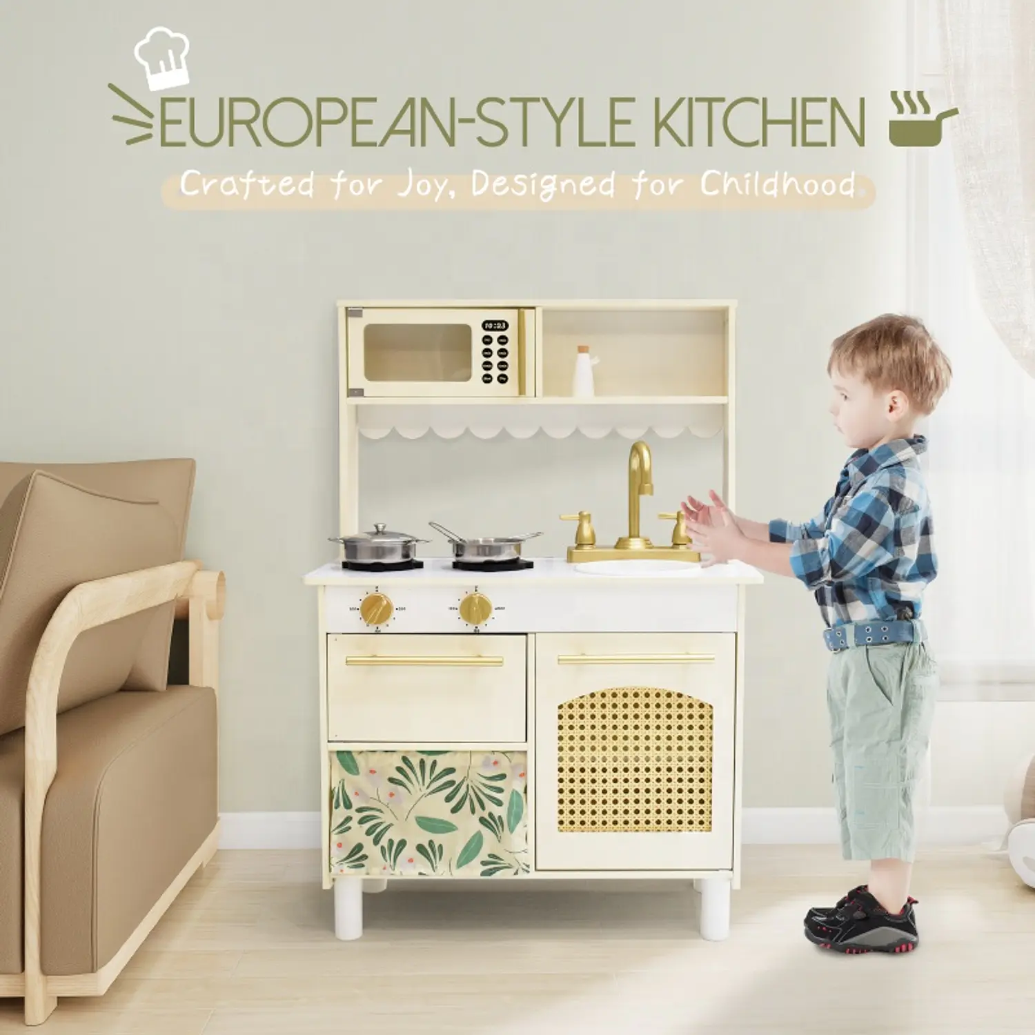 Cocina de Madera para Niños Europea Floreada 5