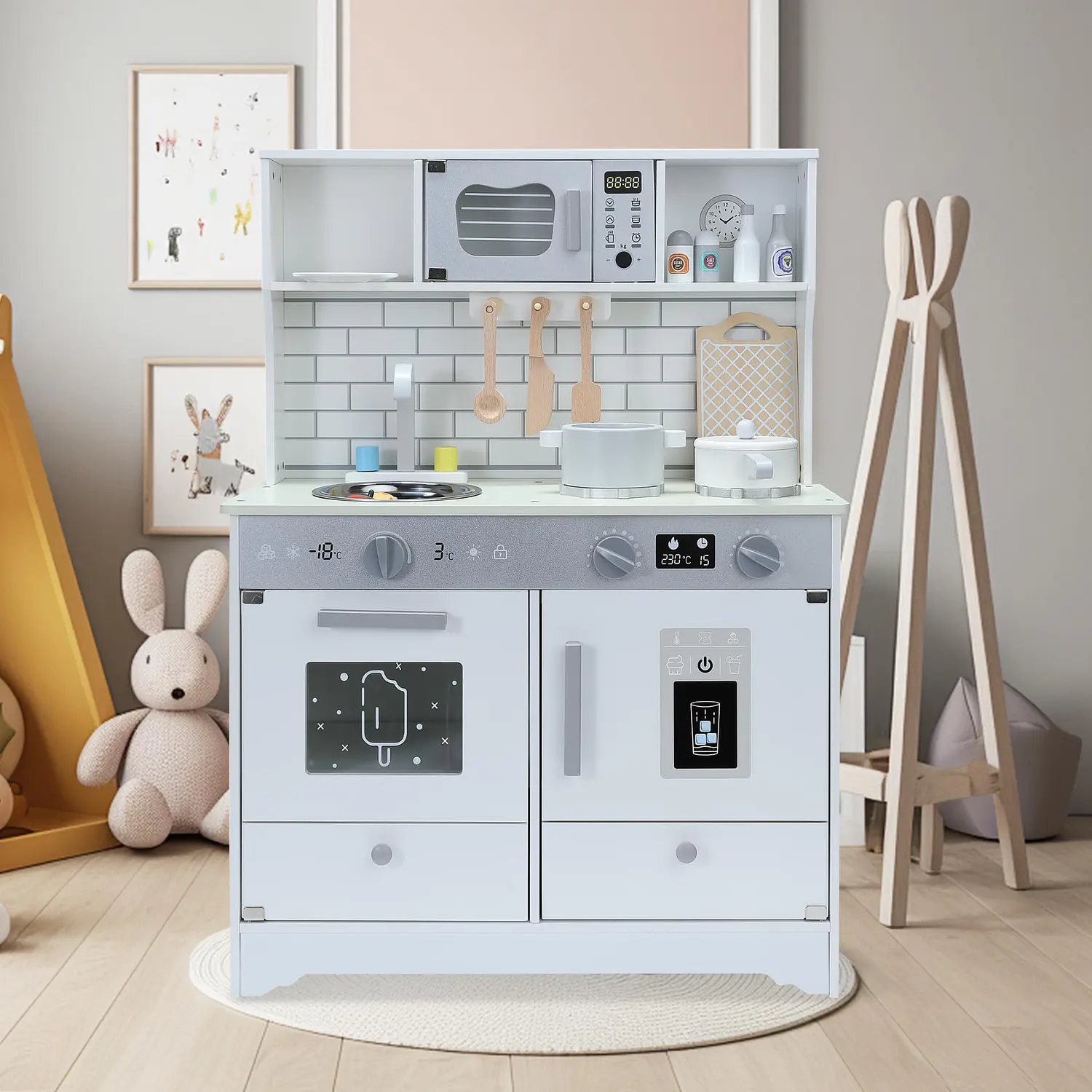 Cocina De Madera Para Niños Y Niñas Con Horno De Juguete 5