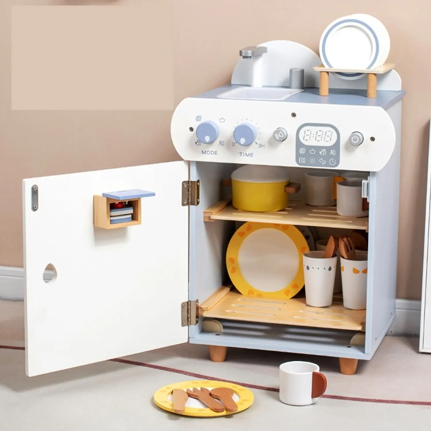 Lavavajilla de Madera con Accesorios de cocina 2