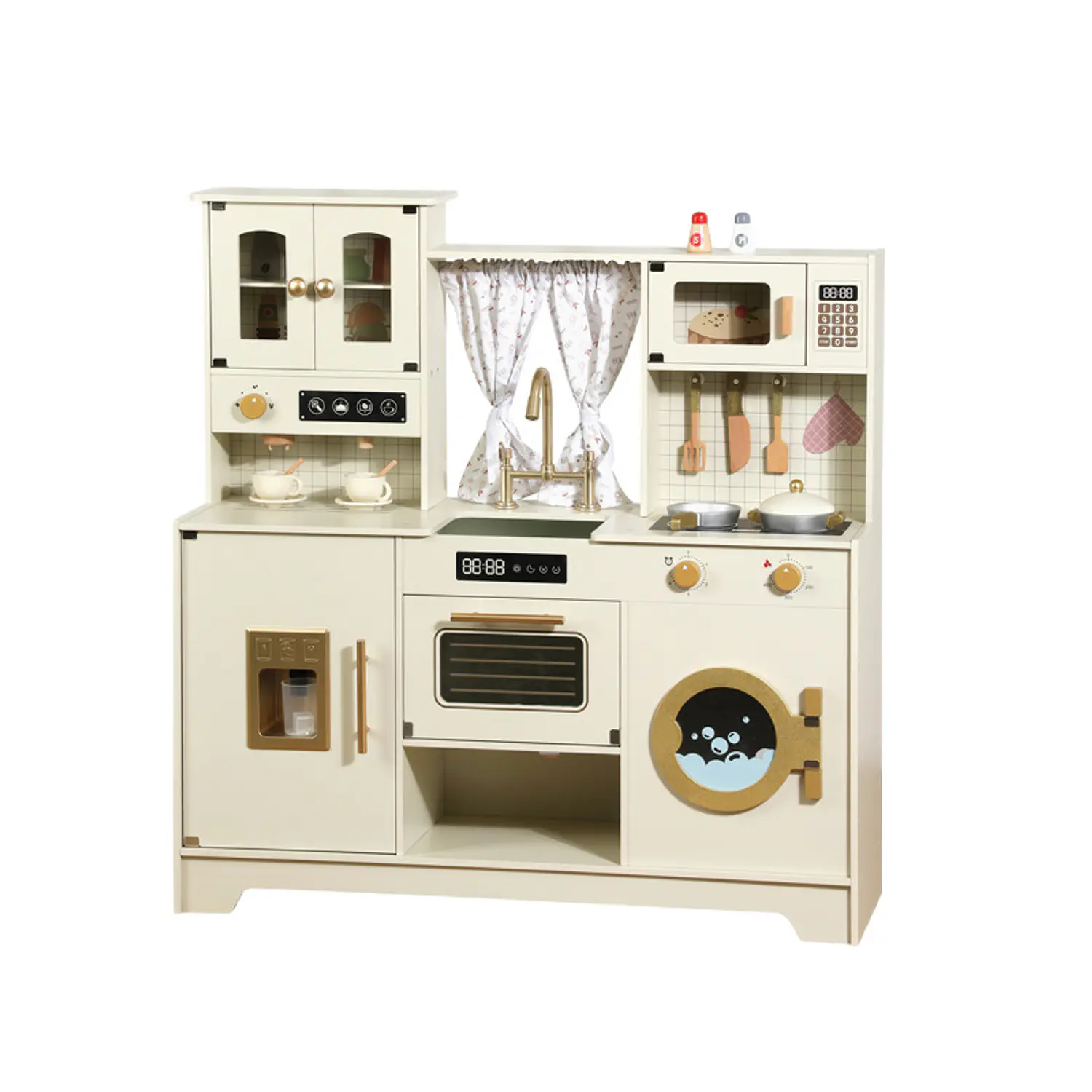 Cocina de Madera Vintage Cortinas 1