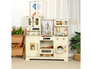 Cocina de Madera Vintage Cortinas