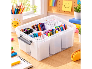 Caja Organizadora De Plastico Transparente 6 Divisiones