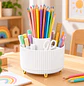 Organizador Giratorio De Escritorio Blanco Para Lapices O Brochas - Miniatura 1