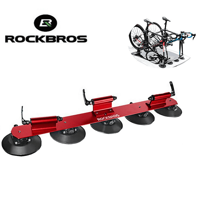 Portabicicletas de techo (Succión) - 2 Bicicletas (Rojo)