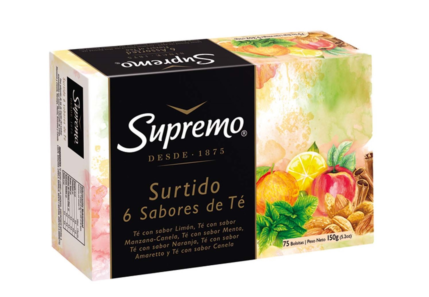 Té Supremo Ceylan 6 Sabores Surtidos ( 5 x 75 Bolsitas )