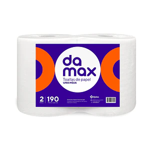 Toalla de Papel Damax 1 Hoja 190 Metros ( 2 x 1 Rollo )