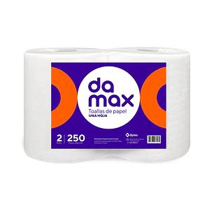 Toalla de Papel Damax 1 Hoja 250 Metros ( 2 x 1 Rollo )