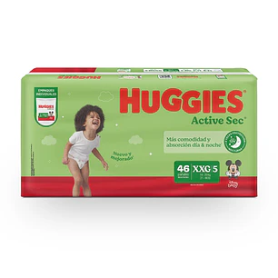 Pañal Huggies Active Sec Empaque Individual XXG ( 46 Pañales )