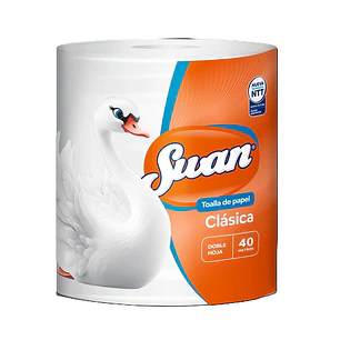 Toalla de Papel Swan Clásica 40 Metros Doble Hoja ( 12 x 1 Rollo )