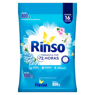 Detergente en Polvo Rinso Hortensias y Flores Blancas ( 3 x 800 G )