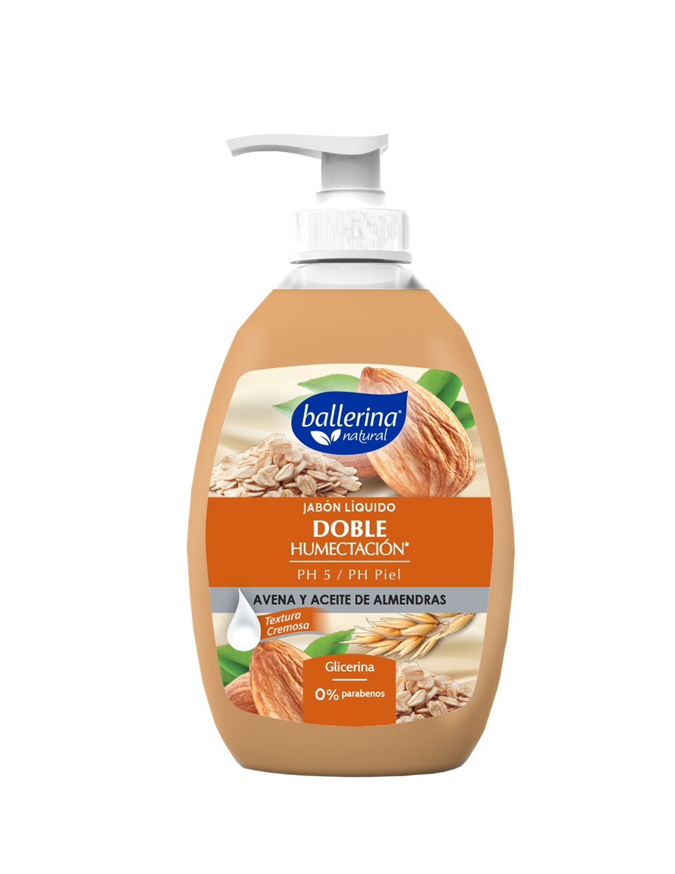 Jabón Ballerina Botella Avena y Almendras ( 3 x 350 ML )