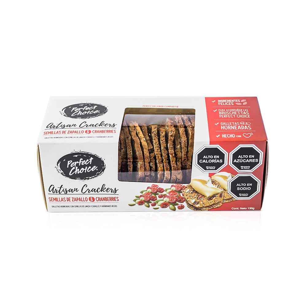 Tostadas Artisan Crackers Perfect Choice Semillas de Zapallo y Cranberries ( 130 G )