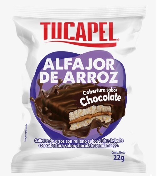 Alfajor de Arroz Relleno Dulce de Leche Tucapel ( 30 x 22 G )