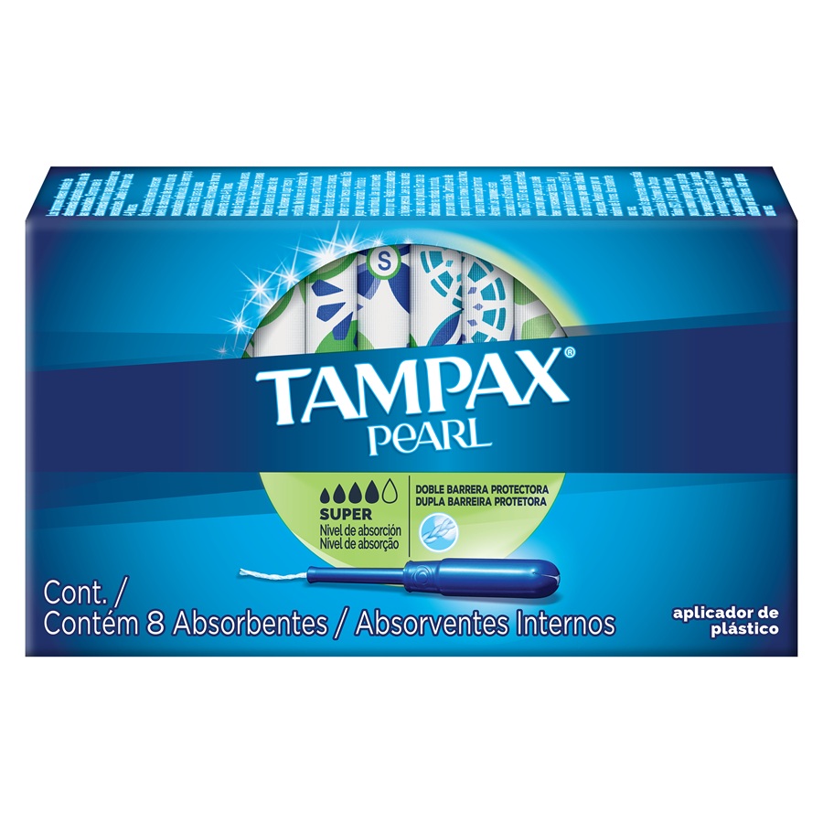 Tampones Tampax Pearl Súper con Aplicador ( 4 x 8 UD )