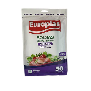 Bolsas Gripper Zipper Medianas Europlas 18x20 CM ( 50 UD )