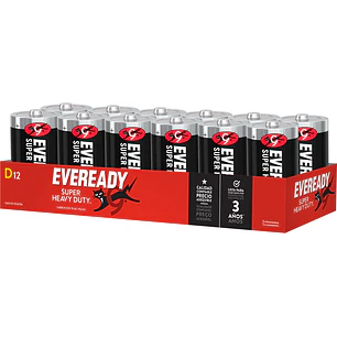Pilas Carbón Eveready D ( 12 UD )