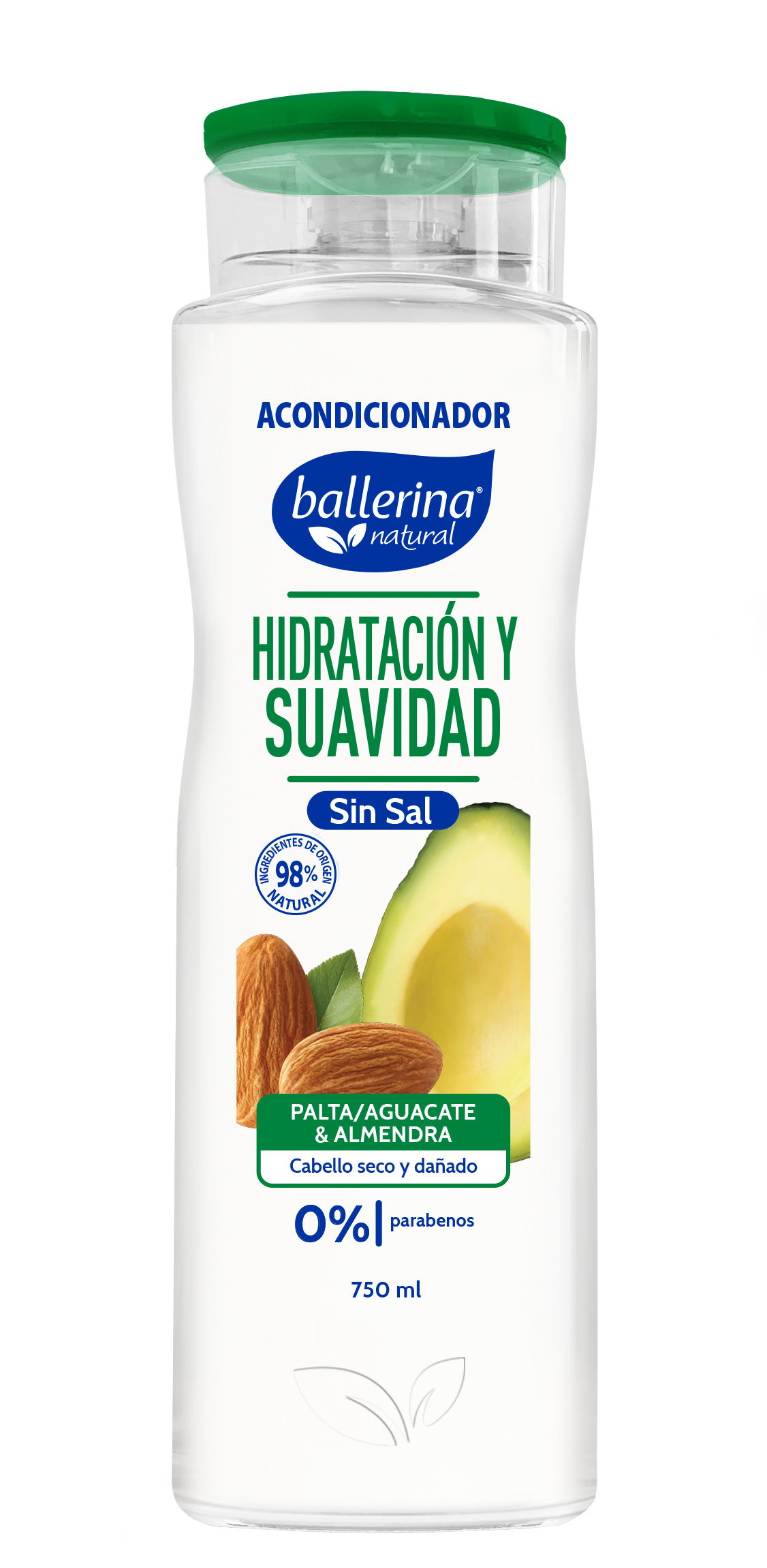 Acondicionador Ballerina Botella Palta y Almendra ( 2 x 750 ML )