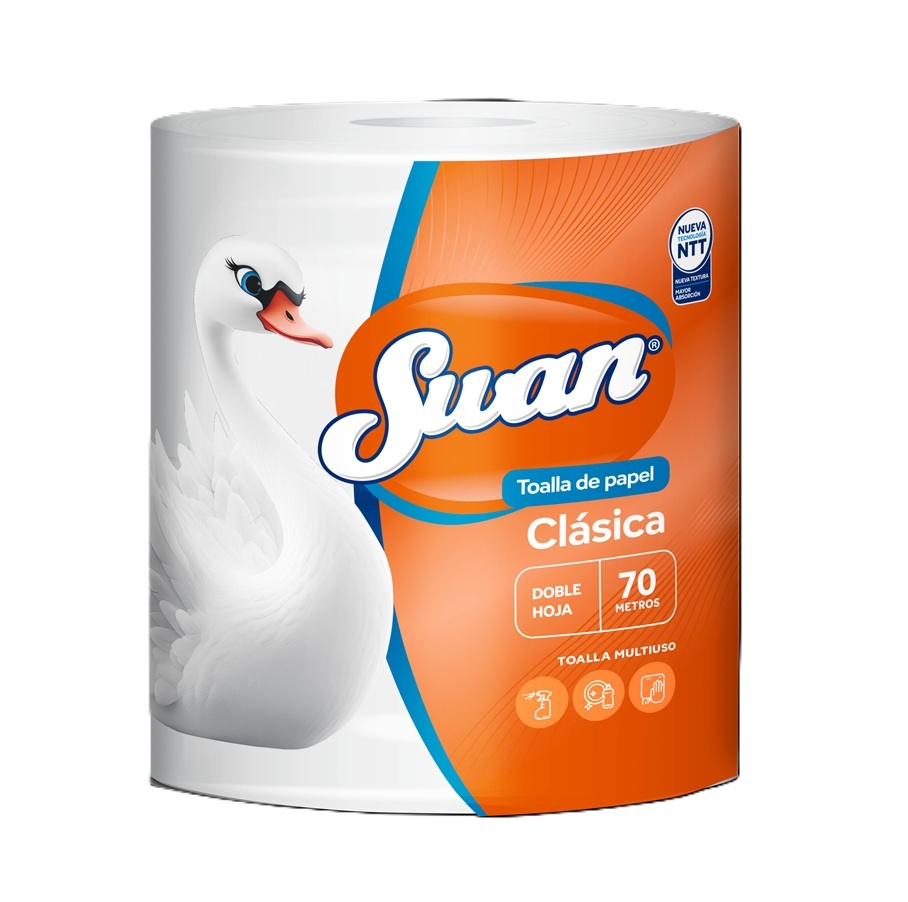 Toalla de Papel Swan Clásica 70 Metros Doble Hoja ( 6 x 1 Rollo )