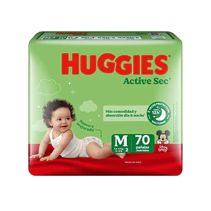 Pañal Huggies Active Sec Quincenal M ( 70 pañales )