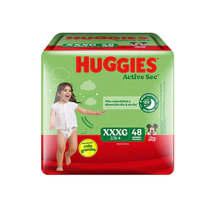 Pañal Huggies Active Sec Quincenal XXXG ( 48 Pañales )