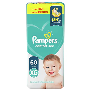 Pañal Pampers Confort Sec Quincenal XG ( 60 Pañales )
