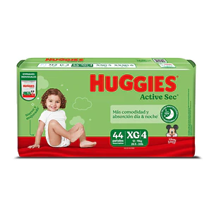 Pañal Huggies Active Sec Empaque Individual XG ( 44 Pañales )