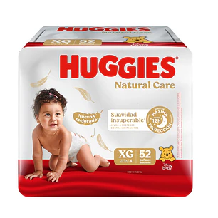 Pañal Huggies Natural Care Quincenal XG ( 52 pañales )